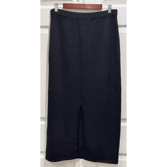 St John Basics Knit Skirt Women's 12 Black Maxi Pull On Classic Career Elegant - Picture 2 of 4